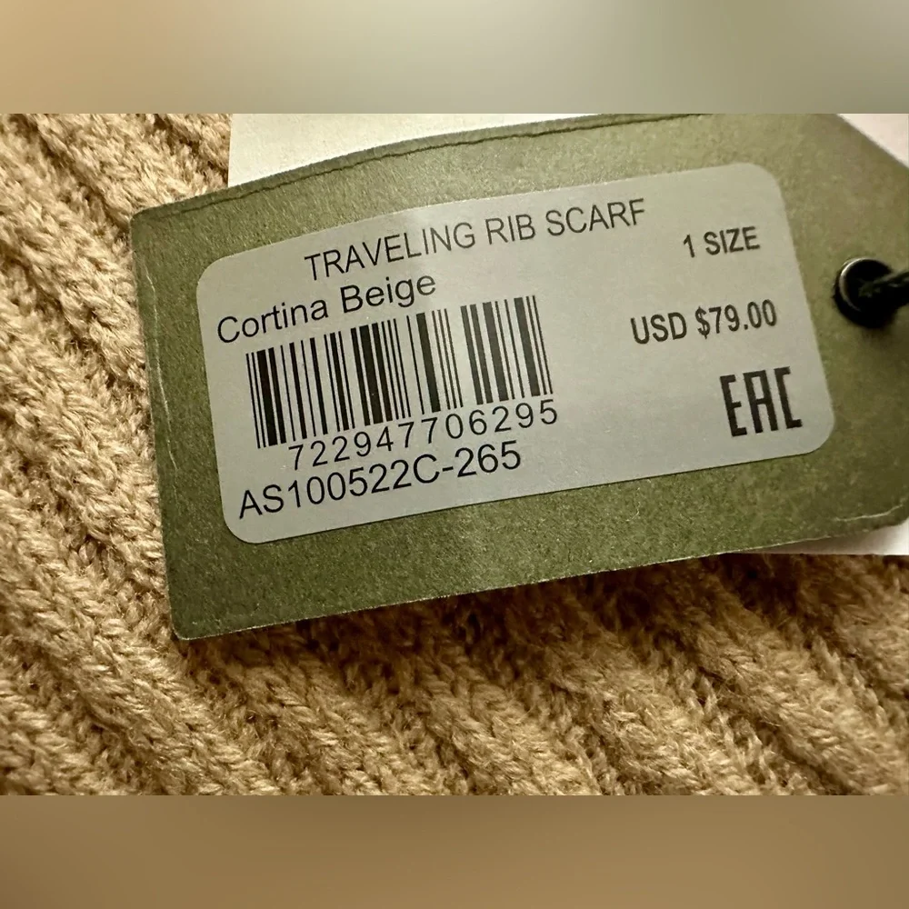 AllSaints Traveling Rib Pattern Scarf in Cortina Beige